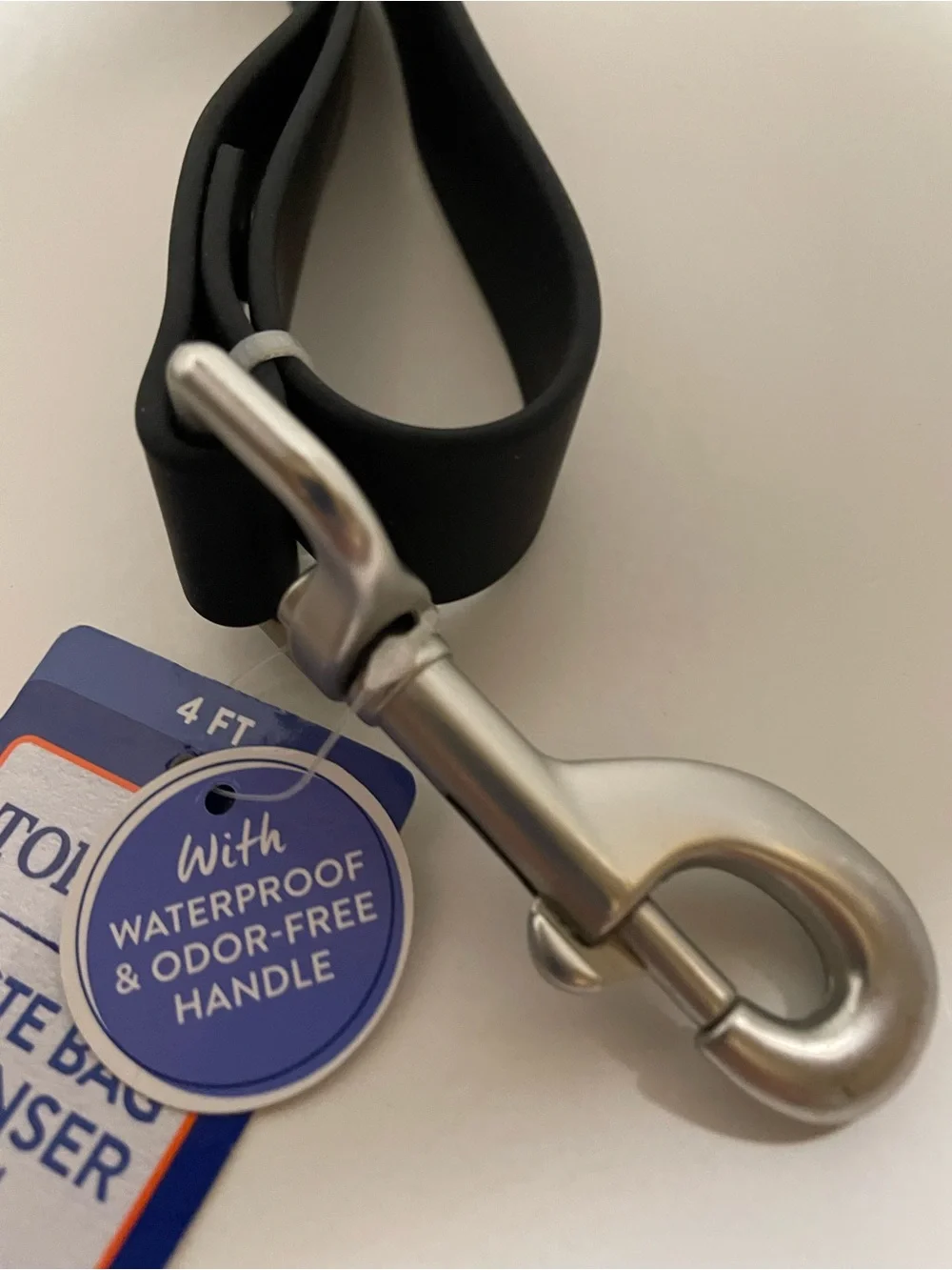 Top Paw Black Leash with Waste Bag Dispenser and Metal Clip